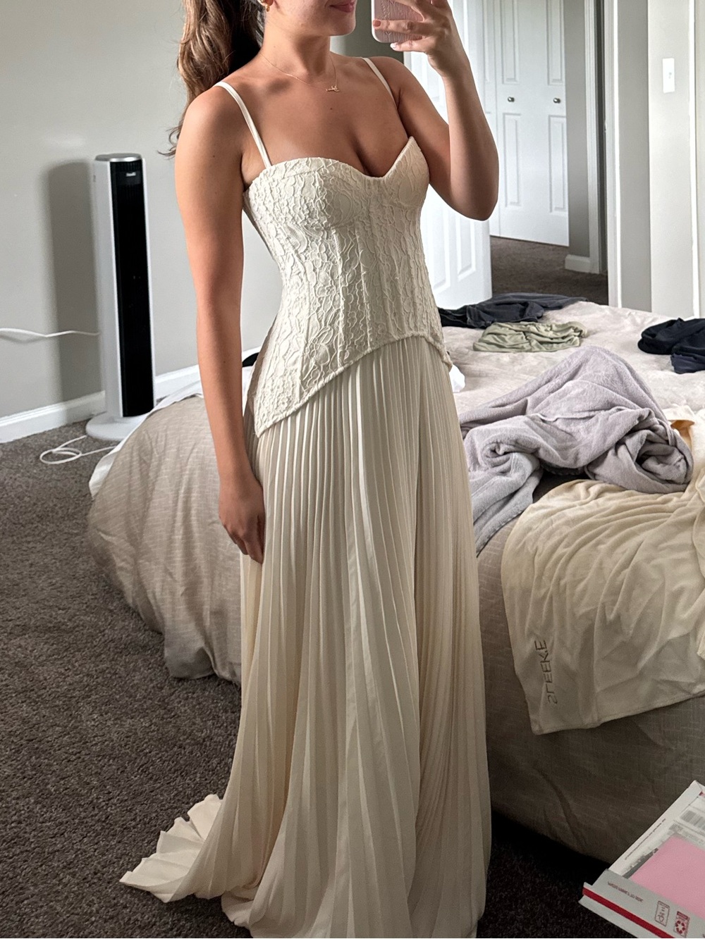 White/ cream fashion nova lace corset engagement/ bridal dress